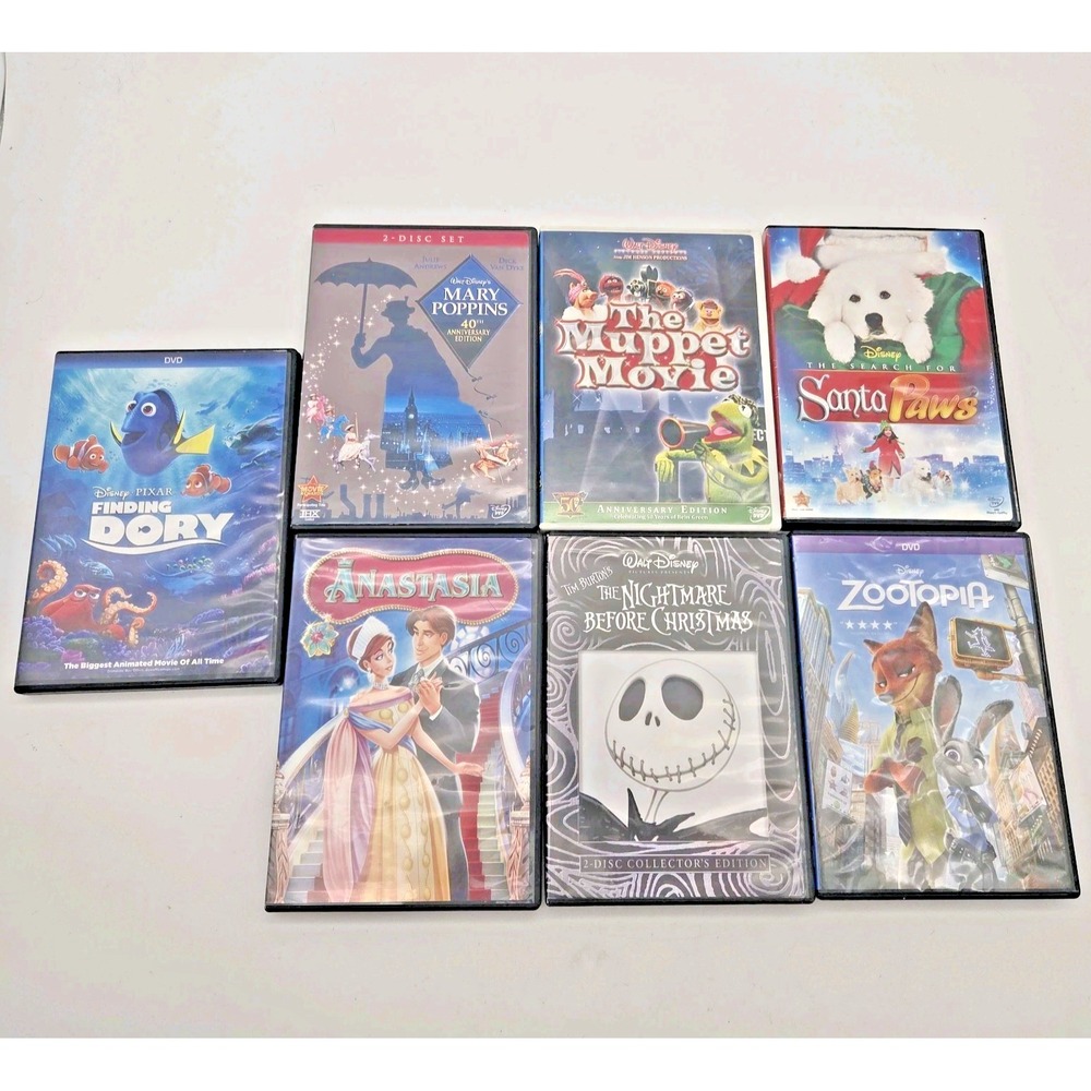 Disney Pixar DVD Lot 9 Movies Finding Dory Zootopia Nightmare Before Christmas